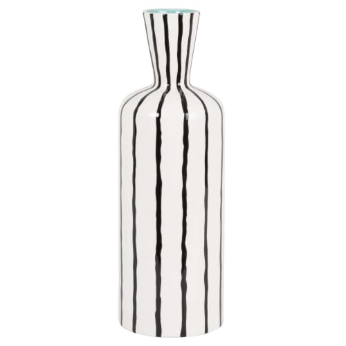 Déco Vases | Vase en dolomite blanche à stries noires H34 - VC92461