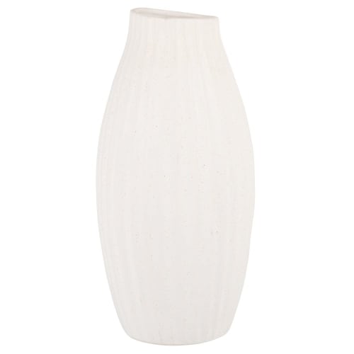 Déco Vases | Vase en grès strié écru H31 - EO91873