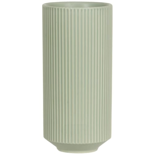 Vase en porcelaine striée grise H23 | Maisons du Monde