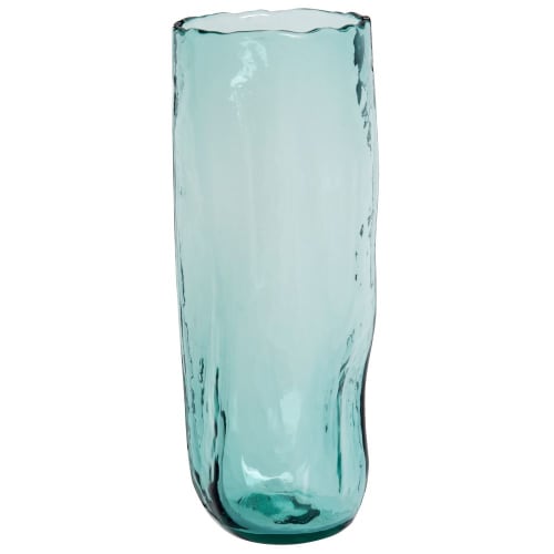 Vase en verre bleu turquoise H26