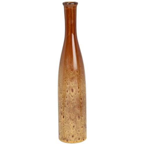 Vase longue vue en grès marron H31