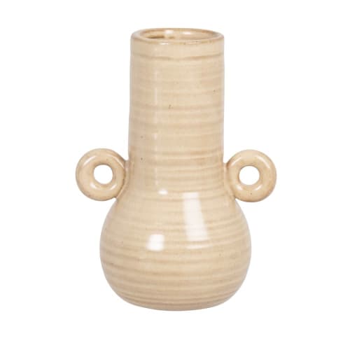 Déco Vases | Vase oreilles en porcelaine beige brossé H14 - OZ40649