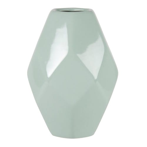 Vase origami en dolomite bleu vert H21