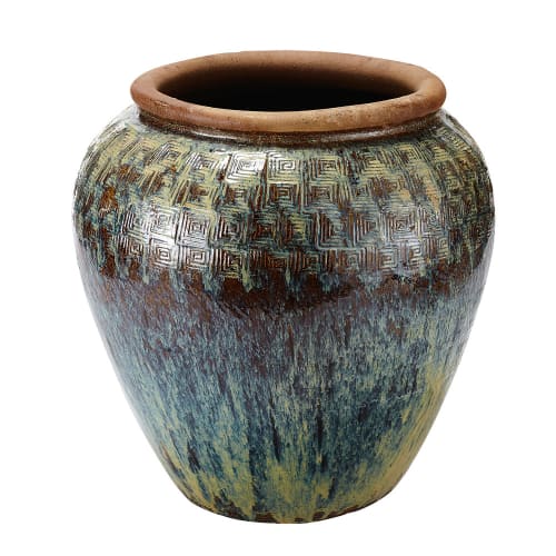 Vasi Alti Da Esterno In Terracotta.Vaso Da Esterno In Terracotta Con Motivi Scolpiti H 73 Cm Epices Maisons Du Monde