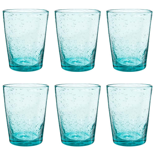 Vaso de cristal con burbujas azul - Lote de 6