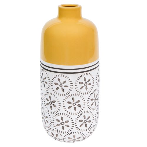 Vaso giallo con motivi in ceramica H30 Kilali