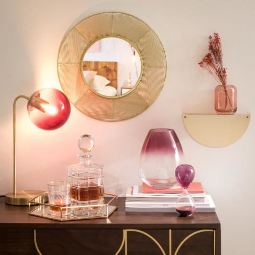 Vassoio decorativo come tavolo da toeletta Vassoio in metallo Vassoio vintage a specchio 31 x 21 x 5 cm Vassoio a specchio oro HARLIANGXY Organizer per gioielli/trucchi 
