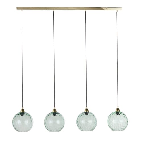 titel Afsnijden Subjectief Verguld metalen hanglamp met 4 blauwe glazen bollen SAINTE-MAXIME | Maisons  du Monde
