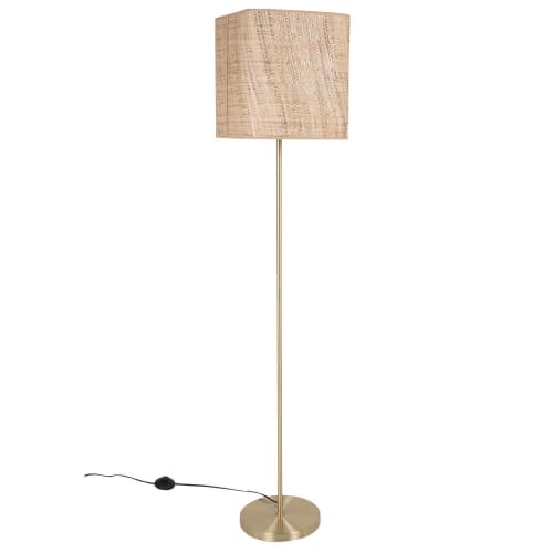 doe niet web Spectaculair Vergulde metalen staande lamp met beige raffia H154 Aswan | Maisons du Monde