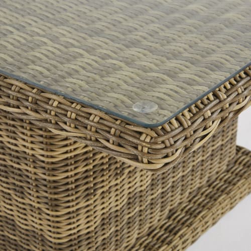 Verstellbarer Gartentisch aus Kunstharz und Glas für 6 Personen L155 St