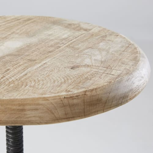 Möbel Hocker und Sitzhocker | Verstellbarer Hocker aus Mangoholz und schwarzem Metall - UF82266
