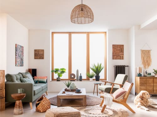 vintage fauteuil met kakigroene bekleding hermann maisons du monde