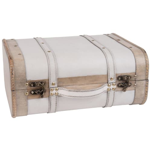 Möbel Aufbewahrungsboxen und Truhen | Vintage-Koffer, weiß mit goldenen Nägeln - YC65409