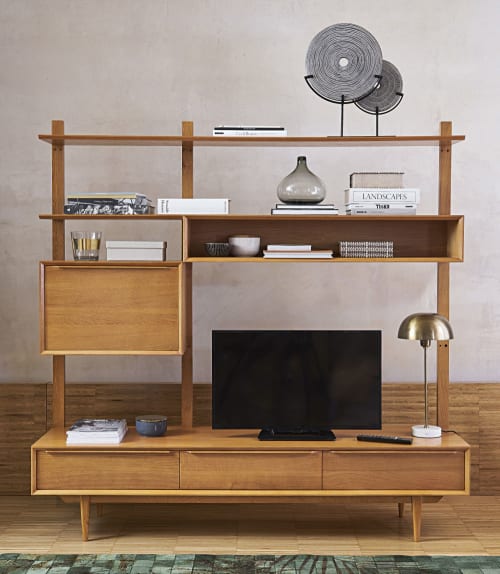 Vintage Regal Tv Lowboard Aus Massiver Eiche Portobello Maisons Du Monde