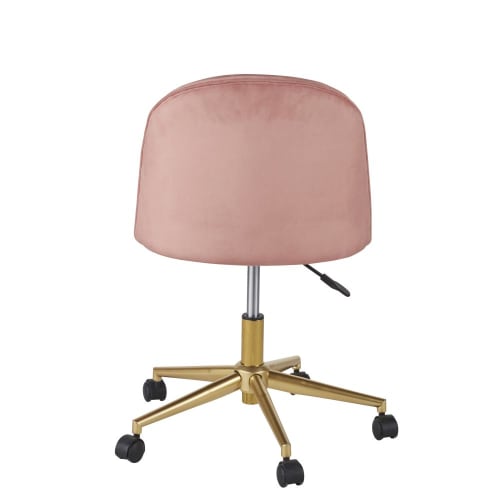 Vintage Schreibtischstuhl Mit Rollen Samtbezug In Rosa Mauricette