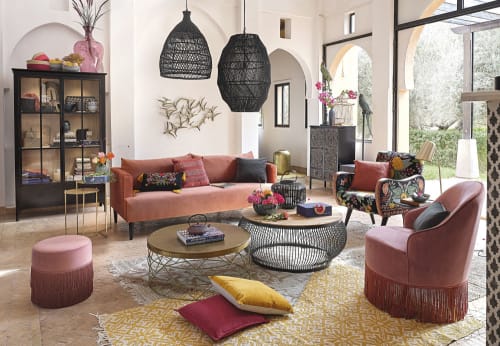 Vintage Sessel Mit Rosa Samtbezug Und Fransen Sally Maisons Du Monde