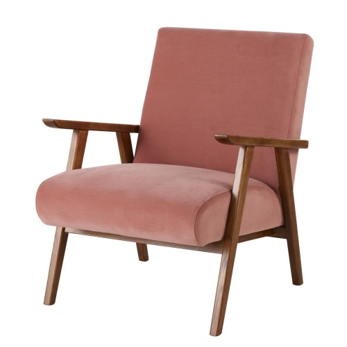 Vintage Sessel Rosa Mit Fussen Aus Eschenholz Hermann Maisons Du Monde