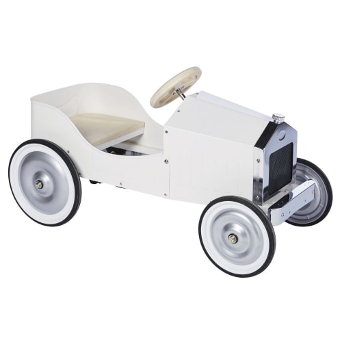 Vintage-Spielzeugauto zum Fahren aus weißem Metall