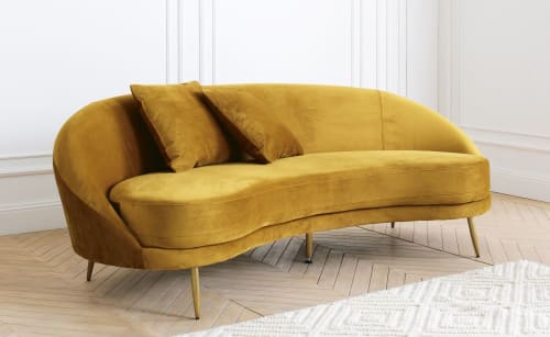 bang poll titel Vintage zetel met 3/4 zitplaatsen van geel velours Glover | Maisons du Monde