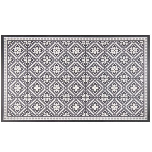 schuifelen Briesje Harmonie Vinyl tapijt met zwarte en grijze grafische print 50 x 80 cm BENITO |  Maisons du Monde