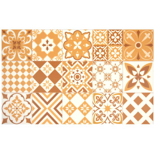 Vinyl-Teppich mit Zementfliesen-Motiven, ocker und weiß 50x80 Nova