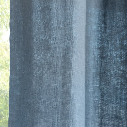 Textil Gardinen und Vorhänge | Vorhang mit Ösen aus gewaschenem Leinen (x1), marineblau, 130x300cm - LQ21394