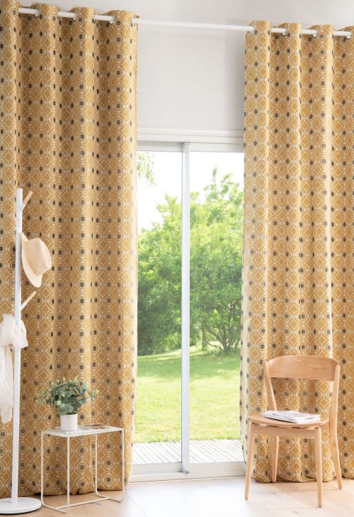 Textil Gardinen und Vorhänge | Vorhang mit Ösen aus Jacquard-Gewebe mit bunten grafischen Motiven, 1 Vorhang, 140x300cm, OEKO-TEX® zertifiziert - RD21709