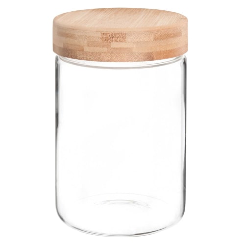 Tischkultur Dosen und Bonbonschachteln | Vorratsglas aus Glas und Bambus H.17 - GT81200