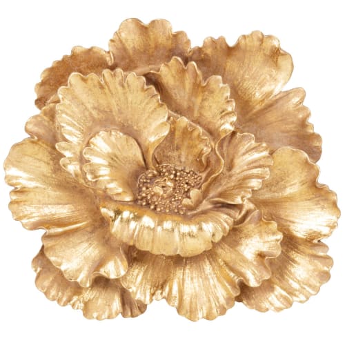 Wall decoration flower in golden polyresin 20x18
