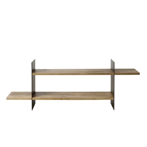 Wall Mounted Shelving Unit In Patina, Wooden Wall Mounted Shelving Units