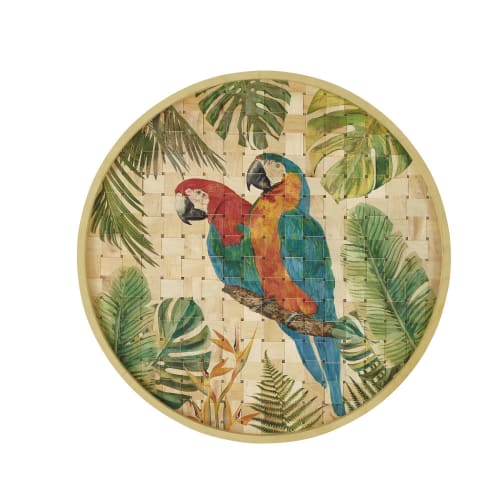 Dekoration Schilder und Buchstaben | Wanddeko aus Bambus mit Papageien-Druckbild D80 - EM57622