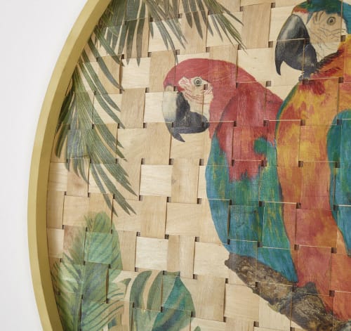 Dekoration Schilder und Buchstaben | Wanddeko aus Bambus mit Papageien-Druckbild D80 - EM57622