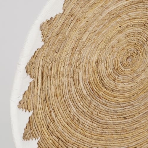 Dekoration Schilder und Buchstaben | Wanddeko aus brauner geflochtener Pflanzenfaser und weißem Baumwollgeflecht, D80cm - WI41918