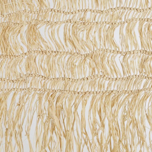 Dekoration Schilder und Buchstaben | Wanddeko aus geflochtener Pflanzenfaser, beige und Birkenholz, 150x200cm - BN91740