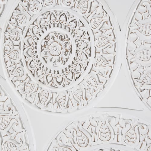 Dekoration Schilder und Buchstaben | Wanddeko aus geschnitzten Mandala-Motiven, geweißt 141x98 - WV05692