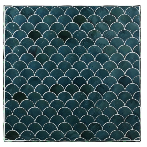 Dekoration Schilder und Buchstaben | Wanddeko aus Keramik, blaugrün und grün, 91x91cm - MC56559