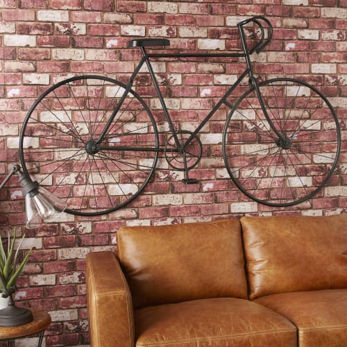 Dekoration Schilder und Buchstaben | Wanddeko 'Fahrrad' aus schwarzem Metall 186x108 - SI95625