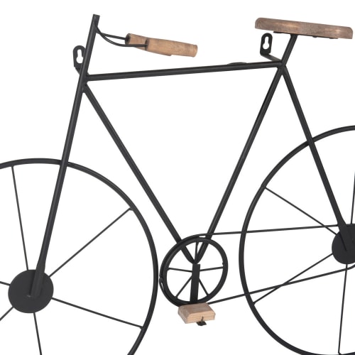 Dekoration Schilder und Buchstaben | Wanddeko Fahrrad aus Tannenholz und Metall, schwarz, 76x50 - YI75431