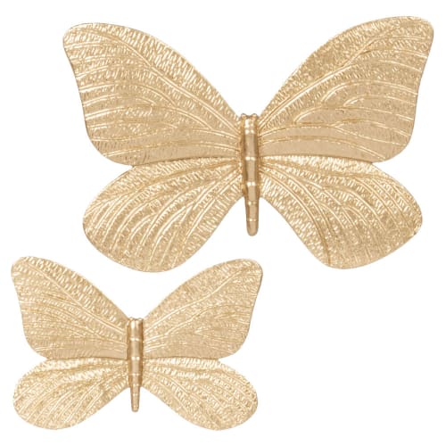 Wanddeko Goldene Schmetterlinge (x2) 12x8
