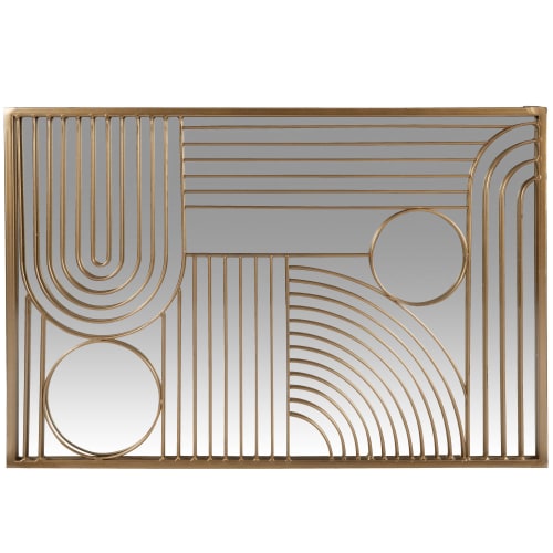 Dekoration Schilder und Buchstaben | Wanddeko mit Spiegel und goldfarbenem Metall, 60x40cm - WX78060