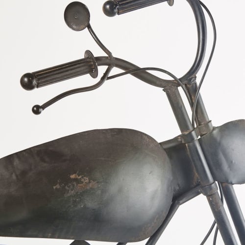 Business Spiegel | Wanddeko Motorrad aus Metall, schwarz in Antikoptik 102x66 - ZW55718
