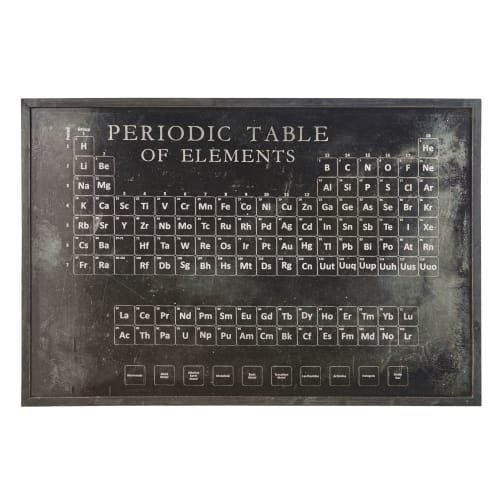 Wanddeko Periodentafel aus Metall, schwarz 120x80