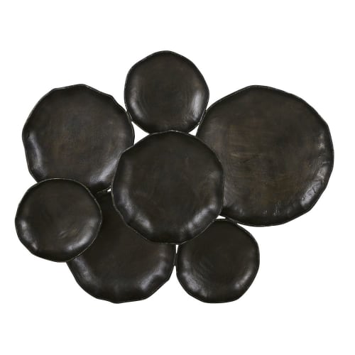 Wanddekoration mit 7 Kreisen aus schwarzem Metall