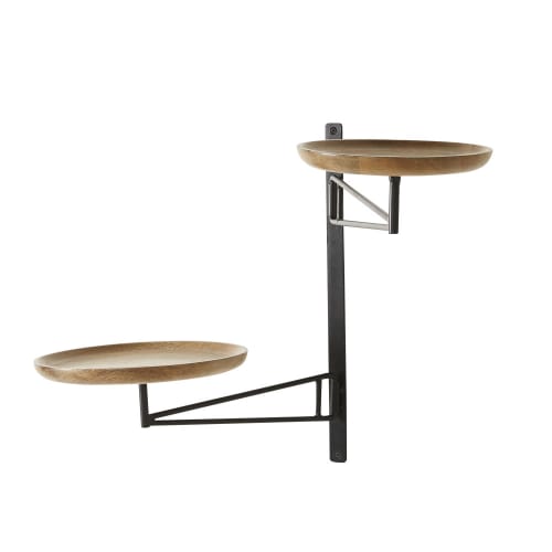 Möbel Regale | Wandregal mit Gelenken aus Mangoholz und schwarzem Metall - AQ37651