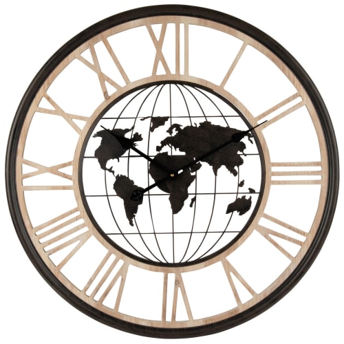 Dekoration Uhren und Wecker | Wanduhr Erdkugel, zweifarbig D70 - MG67383