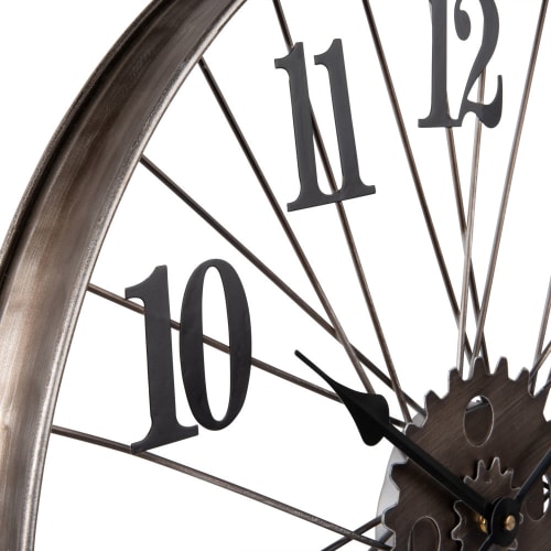 Dekoration Uhren und Wecker | Wanduhr Fahrradreifen aus Metall, schwarz D60 - RQ13481