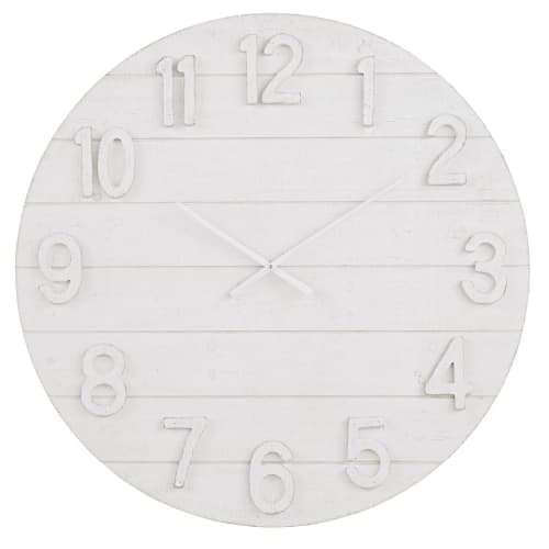 Dekoration Uhren und Wecker | Wanduhr, weiß, D90cm - EQ36959