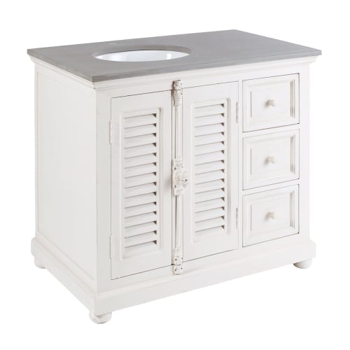 Waschtischmöbel aus Weißen Mangoholz und Stein Castille | Maisons du Monde