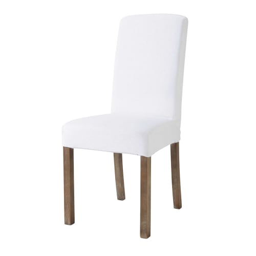 Washed linen chair cover in white
