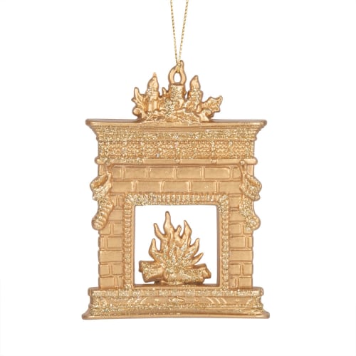 Weihnachtliche Hängedeko, Schornstein aus goldfarbener Keramik